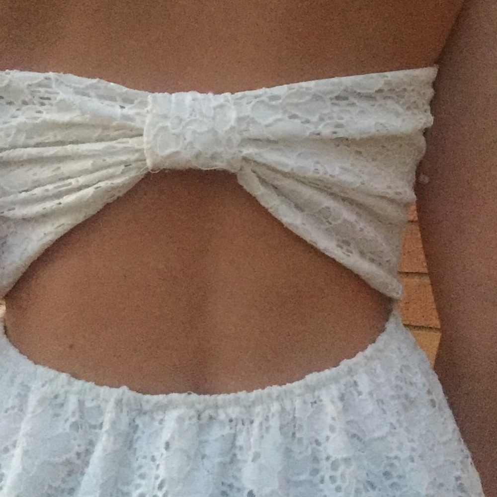 STRAPLESS WHITE LACE DRESS - Picture 7 of 8